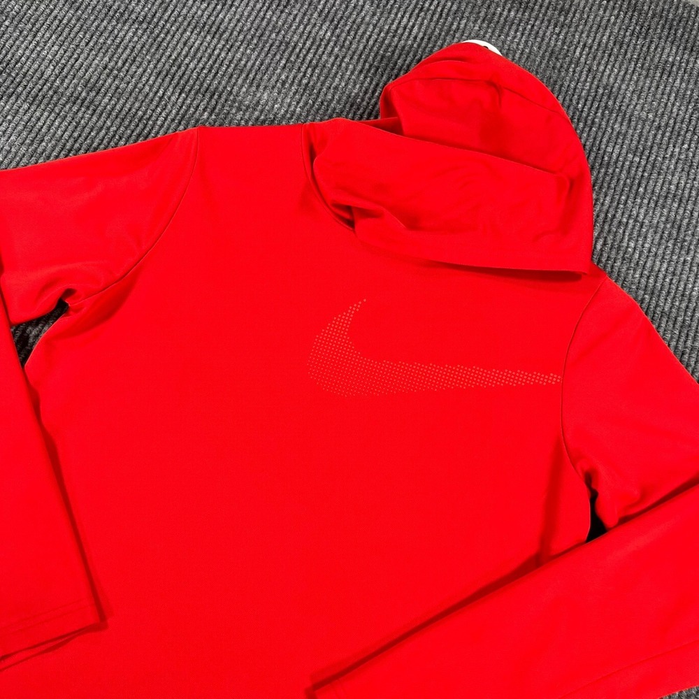 Nike Shirt Youth Boys XL Extra Large Red Long Sleeve Hooded Dri Fit Active